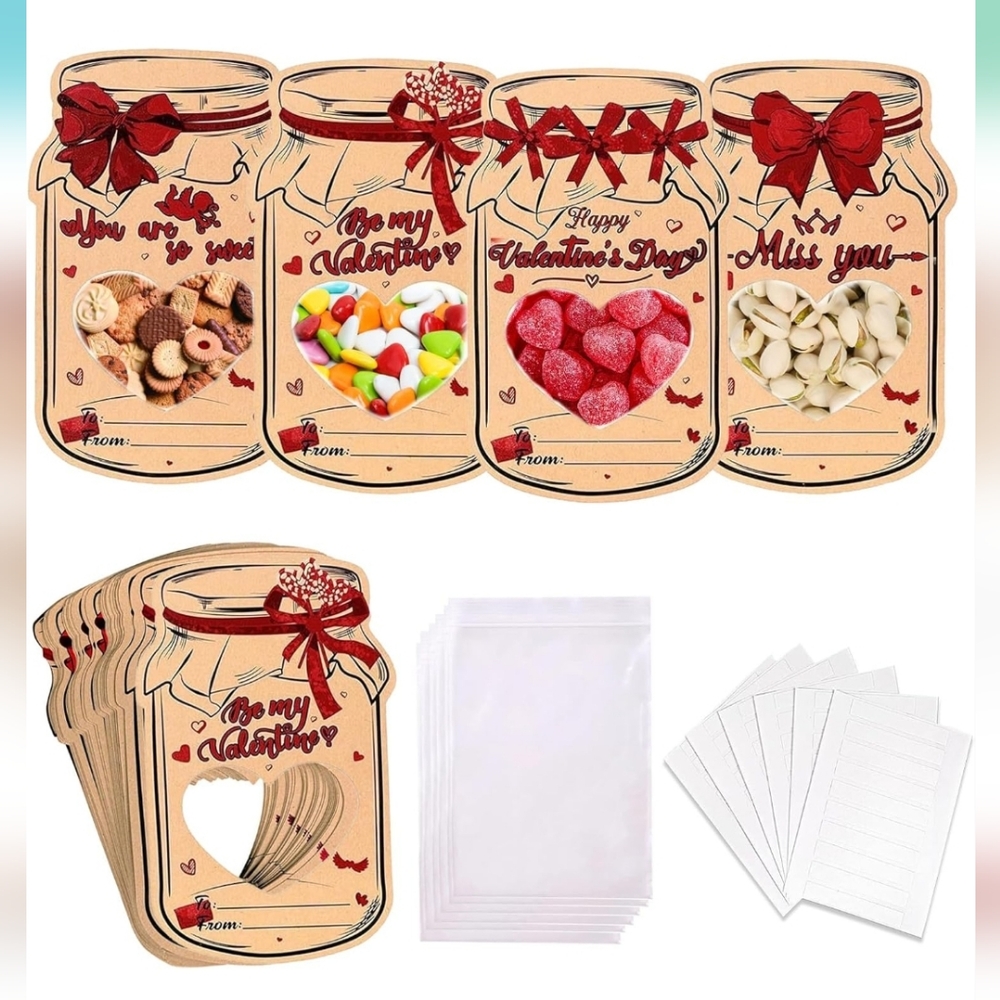 Valentine's Day Jar-Shaped Party Cards